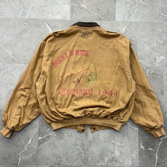 VINTAGE AVIREX BOMBER JACKET MENS LARGE Y2K PINUP GIRL FLIGHT TYPE A2 MOUNT RIDE